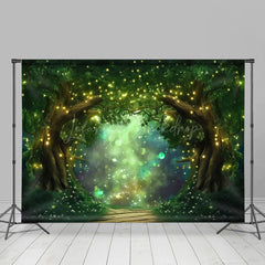 Lofaris Gold Light Glitter Green Forest Room Set Backdrop