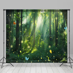 Lofaris Gold Light Glitter Green Forest Room Set Backdrop