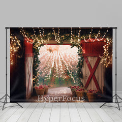 Lofaris Gold Light Sparkle Open Barn Door Christmas Backdrop