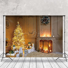 Lofaris Gold Light Tree Candle Fireplace Christmas Backdrop