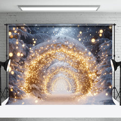 Lofaris Gold Lighted Glitter Winter Snowy Photo Backdrop