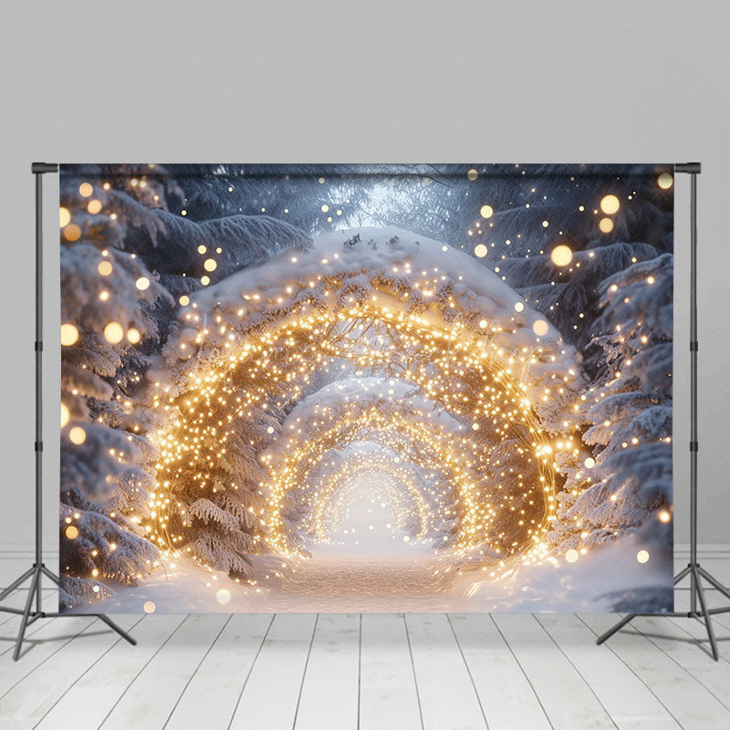 Lofaris Gold Lighted Glitter Winter Snowy Photo Backdrop