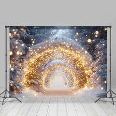 Lofaris Gold Lighted Glitter Winter Snowy Photo Backdrop