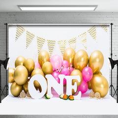 Lofaris Gold Pink Balloons 1St Birthday Photography Backdrop