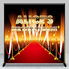 Lofaris Gold Red Carpet Custom Name Birthday Bash Backdrop