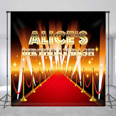 Lofaris Gold Red Carpet Custom Name Birthday Bash Backdrop