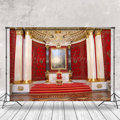 Lofaris Gold Red Luxury Palace Crown Chair Photo Backdrop