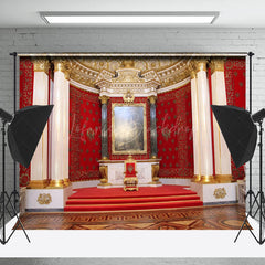 Lofaris Gold Red Luxury Palace Crown Chair Photo Backdrop