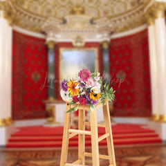 Lofaris Gold Red Luxury Palace Crown Chair Photo Backdrop