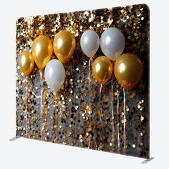 Lofaris Gold Sequin Balloons Holiday Pillow Case Backdrop