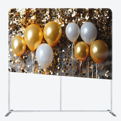 Lofaris Gold Sequin Balloons Holiday Pillow Case Backdrop