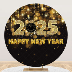 Lofaris Gold Sequins Clock New Year Night Party Round Backdrop