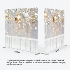 Lofaris Gold Silver Ball Snowflake Square Arch Fabric Backdrop