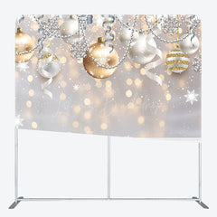 Lofaris Gold Silver Ball Snowflake Square Arch Fabric Backdrop