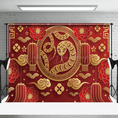 Lofaris Gold Snake Red Lantern Chinese New Year Backdrop