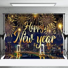 Lofaris Gold Sparke Bloom City Scene Happy New Year Backdrop