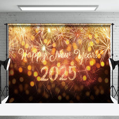 Lofaris Gold Sparkle Bokeh Black Happy New Year Backdrop