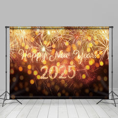 Lofaris Gold Sparkle Bokeh Black Happy New Year Backdrop