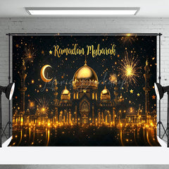 Lofaris Gold Sparkle Night Castle Ramadan Mubarak Backdrop