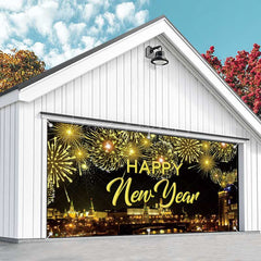 Lofaris Gold Sparkle Night City New Year Garage Door Banner