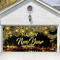 Lofaris Gold Sparkle Night City New Year Garage Door Banner