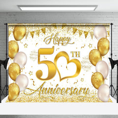 Lofaris Gold Sparkling Balloon 50Th Anniversary Backdrop