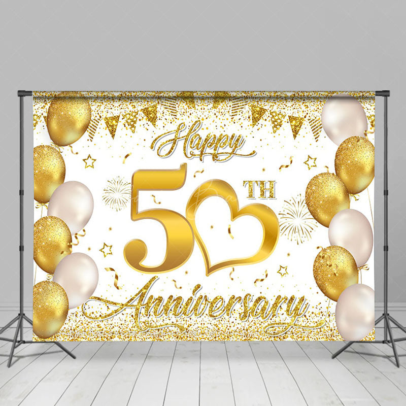 Lofaris Gold Sparkling Balloon 50Th Anniversary Backdrop