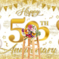 Lofaris Gold Sparkling Balloon 50Th Anniversary Backdrop