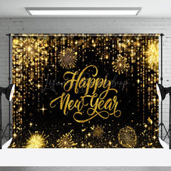 Lofaris Gold Sparkling Happy New Year Night Party Backdrop