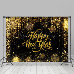 Lofaris Gold Sparkling Happy New Year Night Party Backdrop