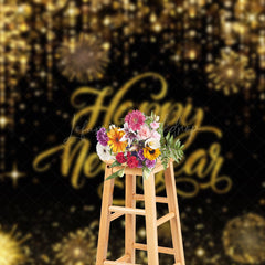 Lofaris Gold Sparkling Happy New Year Night Party Backdrop