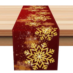 Lofaris Gold Sparkling Snowflakes Bokeh Xmas Table Runner