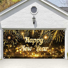 Lofaris Gold Sparks Bokeh 2025 New Year Garage Door Banner