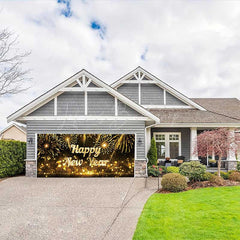 Lofaris Gold Sparks Bokeh 2025 New Year Garage Door Banner