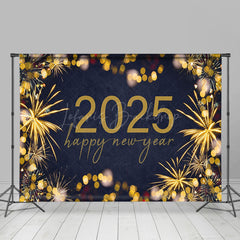 Lofaris Gold Sparks Bokeh Navy 2025 Happy New Year Backdrop