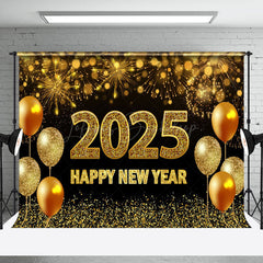 Lofaris Gold Sparks Glitter Balloon 2025 New Year Backdrop