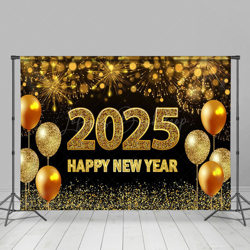 Lofaris Gold Sparks Glitter Balloon 2025 New Year Backdrop