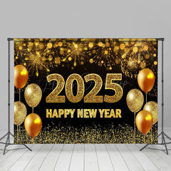 Lofaris Gold Sparks Glitter Balloon 2025 New Year Backdrop