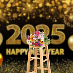 Lofaris Gold Sparks Glitter Balloon 2025 New Year Backdrop