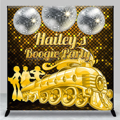 Lofaris Gold Train Disco Custom Name Boogie Party Backdrop