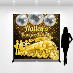 Lofaris Gold Train Disco Custom Name Boogie Party Backdrop