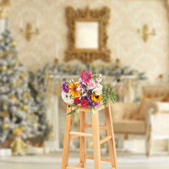 Lofaris Gold Wall Pillars Luxury Christmas Photo Backdrop