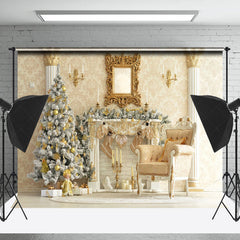 Lofaris Gold Wall Pillars Luxury Christmas Photo Backdrop