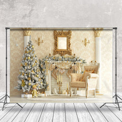 Lofaris Gold Wall Pillars Luxury Christmas Photo Backdrop