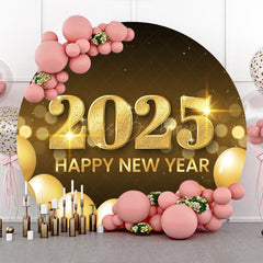 Lofaris Golden Balloon 2025 New Year Round Party Backdrop