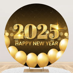 Lofaris Golden Balloon 2025 New Year Round Party Backdrop