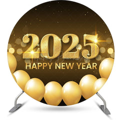 Lofaris Golden Balloon 2025 New Year Round Party Backdrop