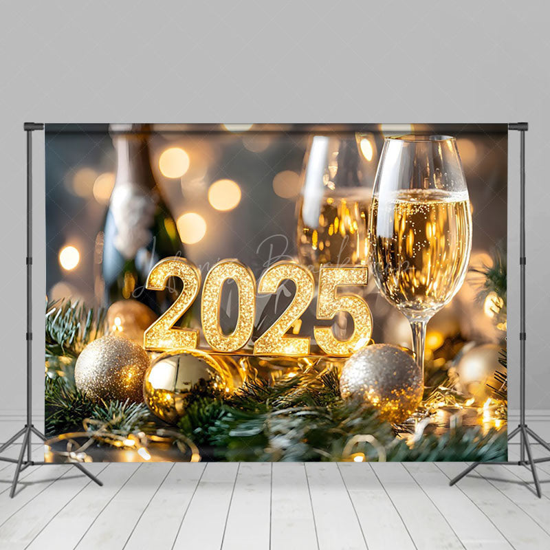 Lofaris Golden Baubles Beer Dazzling 2025 New Year Backdrop