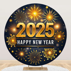 Lofaris Golden Dazzling New Year 2025 Night Round Backdrop