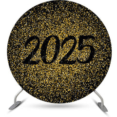 Lofaris Golden Glitter 2025 Happy New Year Round Backdrop